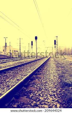 railroad tracks, light rail, sepia