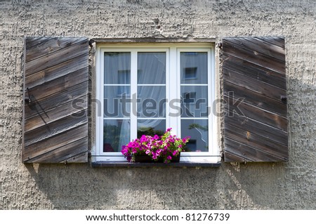 white, open window and pink flowers