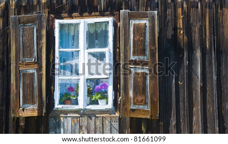 white, open window and pink flowers