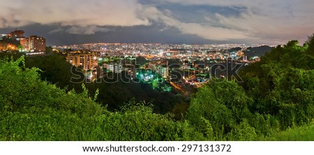 Panoramic view of Caracas from Valle Arriba observation point, at night