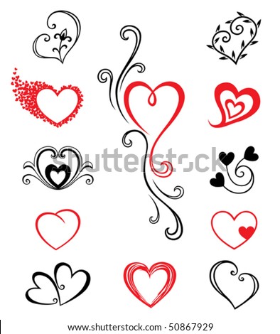 stock vector Hearts Tattoo Set 2