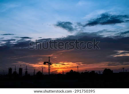 Beautiful sunset on High-tech Zone Lang-Hoalac, Hanoi, VietNam