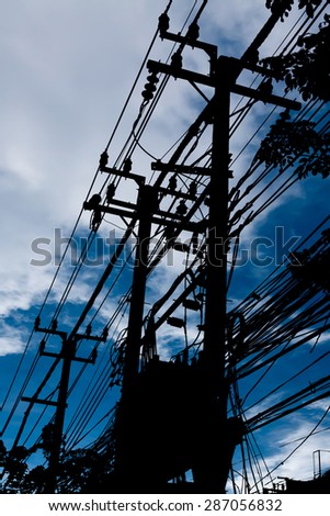 High voltage electricity pylon and transformer