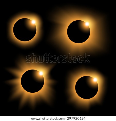 collection of different solar eclipses variant 2 yellow