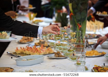 Catering buffet food in a luxury italian restaurant