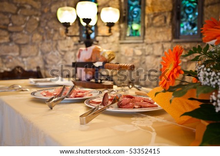 Wedding buffet inside luxury italian hotel