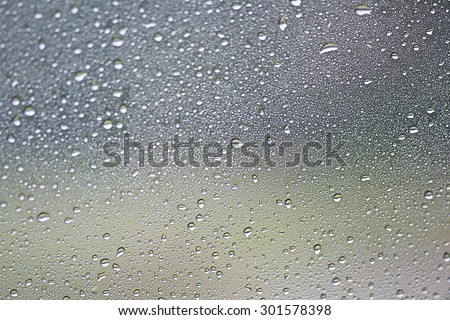 water drop and droplet on mirror bright from forest