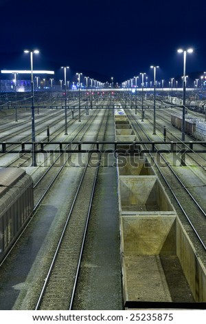 hump yard station in the night