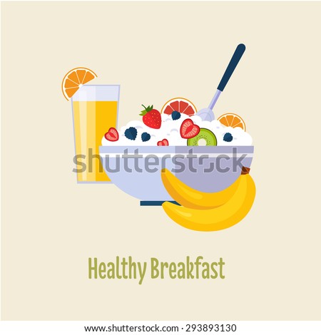 Healthy Breakfast Breakfast concepts French Breakfast and Nutritious Breakfast vector illustration