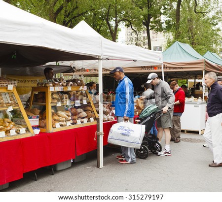 New York, New York, USA - May 20, 2011: Union Square Greenmarket Farmers Market. This farmers market located in Union Square Park just above 14th street in New York has been in existence since 1976.