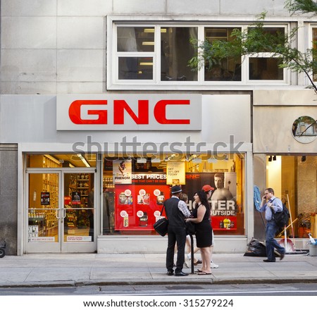 New York, New York, USA - June 2, 2011: A GNC store on West 57th street in Manhattan. GNC is a well established chain of franchised stores that sells nutritional supplements.