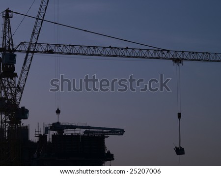 Silhouette of Construction Crane in Dubai