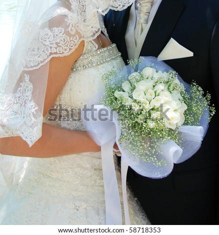 stock photo wedding bride and groom roses