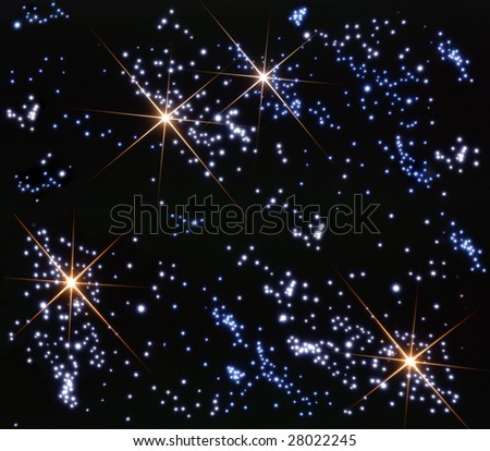 Dark black sky with stars constellations and galaxy