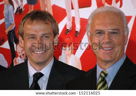 FEBRUARY 15, 2006 - BERLIN: Juergen Klinsmann and Franz Beckenbauer during a meeting of the Chancellor with members of the organization committee for the World Soccer Championship 2006, Chanclery.