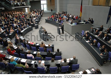 July 1, 2005 - Berlin: Gerhard Schroeder Speaking To The Members Of The Bundestag - Parliamentary Debate Before The No-Confidence Vote Against The Schroeder-Government In The Bundestag.