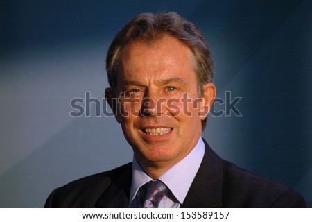 JUNE 13, 2005 - BERLIN: British Prime Minister Tony Blair at a press conference after a meeting with the German Chancellor in the Chanclery in Berlin.