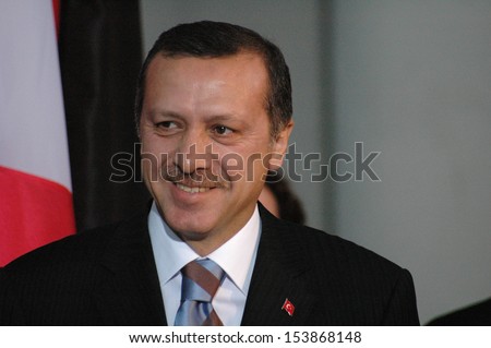 October 26, 2004 - Berlin: The Turkish Prime Minister Recep Tayyip Erdogan At A Meeting With The German Chancellor In The Chanclery In Berlin.