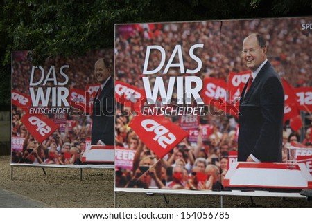 SEPTEMBER 13, 2012 - BERLIN: election posters during the election campaign for the upcoming general elections in Germany, Berlin.