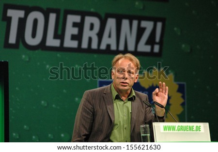 JULY 10, 2005 - BERLIN: Juergen Trittin at a meeting of the Green Party in the Velodrom in Berlin.