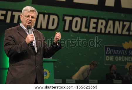 JULY 10, 2005 - BERLIN: Joschka Fischer at a meeting of the Green Party in the Velodrom in Berlin.