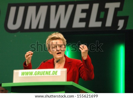 JULY 10, 2005 - BERLIN: Renate Kuenast at a meeting of the Green Party in the Velodrom in Berlin.