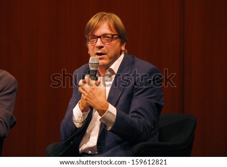 OCTOBER 3, 2012 - BERLIN: Guy Verhofstadt at a discussion panel on European poicies in the House of World Cultures in Berlin.