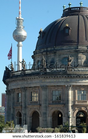 OCTOBER 2006 - BERLIN: television tower, the Bode Museum on the museum island (\