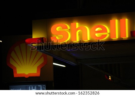 November 2013 - Berlin: Brands: The Logo Of The Oil Company &Quot;Shell&Quot; (Royal Shell), Berlin.