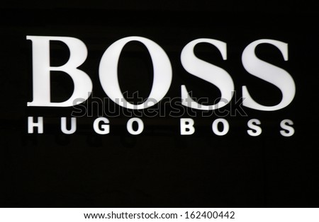 November 2013 - Berlin: Brands: The Logo Of The Clothing Company &Quot;Boss&Quot; (Hugo Boss), Berlin.