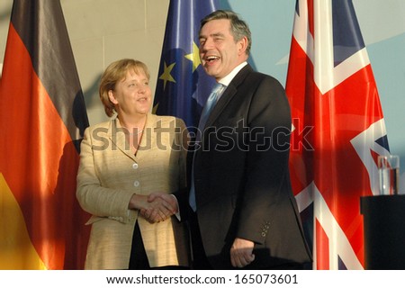 JULY 16, 2007 - BERLIN: Chancellor Angela Merkel, British Prime Minister Gordon Brown at a press conference after a meeting in the Chanclery in Berlin.