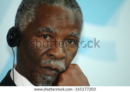 JULY 8, 2006 - BERLIN: South African president Thabo Mbeki during a press conference after a meeting with the German chancellor in the Chanclery in Berlin.