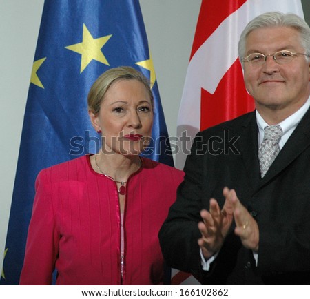JUNE 4, 2007 - BERLIN: Austrian Foreign Minister Benita Ferrero-Waldner, German Foreign Minister Frank Walter Steinmeier during a press conference in the Chanclery in Berlin.