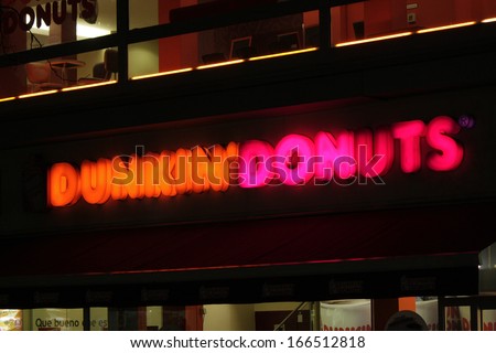 NOVEMBER 2013 - BERLIN: logo/ electronic sign for the fast food chain \