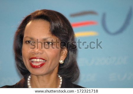 FEBRUARY 21, 2007 - BERLIN: Secretary of State, Condoleezza Rice at a press conference after a meeting with the German Foreign Minister in Berlin.