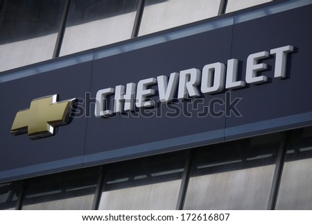 DECEMBER 2013 BERLIN the logo of the brand Chevrolet&quo t Berlin DECEMBER 2013 BERLIN the logo of the brand Chevrolet&quo t Berlin