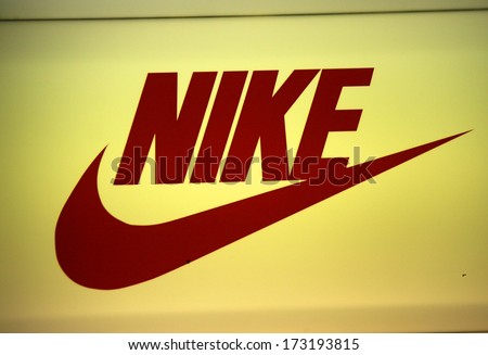 DECEMBER 2013 BERLIN the logo of the brand Nike Berlin DECEMBER 2013 BERLIN the logo of the brand Nike Berlin