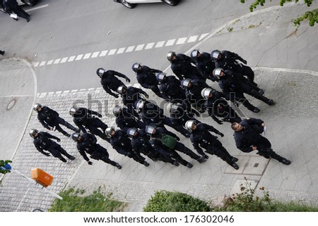 MAY 1, 2010 - BERLIN: riot police forces at a demonstration of the right wing party \