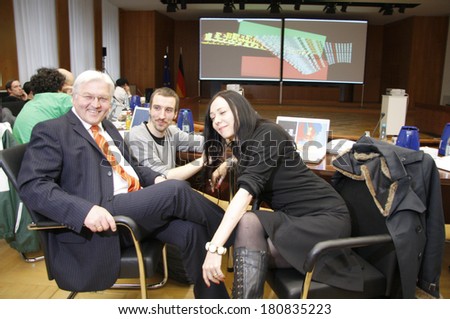 APRIL 15, 2008 - BERLIN: Foreign Minister Frank Walter Steinmeier with members of the Berlin club scene at a meeting in the Foreign Ministry in Berlin.
