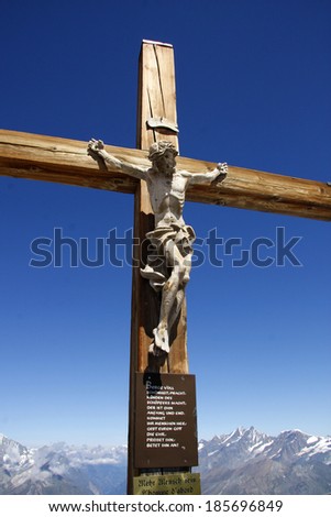 CIRCA AUGUST 2009 - SWITZERLAND: the cruzifix/ cross on the summit of the 