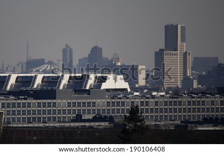 CIRCA MARCH 2013 - BERLIN: the skyline of Berlin with the ICC, the \
