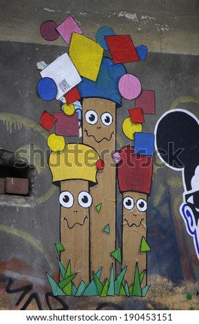 CIRCA MARCH 2014 - BERLIN: street art/ graffiti in Berlin.