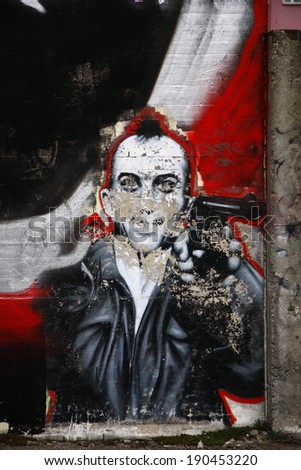 CIRCA MARCH 2014 - BERLIN: street art/ graffiti in Berlin: punk.