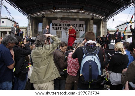 MAY 19, 2008 - BERLIN: the Dalai Lama at a demonstration of solidarity for Tibet and the Dalai Lama, Berlin.