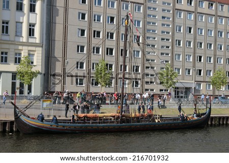 SEPTEMBER 9, 2014 - BERLIN: the replica of a viking boat called \