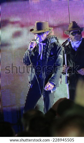 NOVEMBER 7, 2014 - BERLIN: German rock star Udo Lindenberg at a rehearsal to the official celebration of the 25th anniversary of the fall of the Berlin Wall at the Brandenburg Gate.