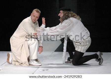 OCTOBER 16, 2005 - BERLIN: Robert Gallinowski, Joerg Gudzuhn in a scene of the theater play \