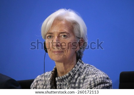 MARCH 11, 2015 - BERLIN: the Managing Director of the International Monetary Fund (IMF), Christine Lagarde at a press conference after a meeting in the Chanclery, Berlin.