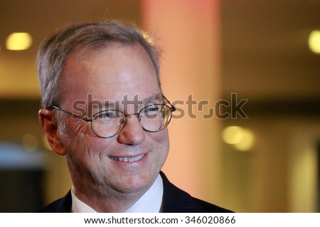 DECEMBER 1, 2015 - BERLIN: Eric Schmidt (former CEO of Google, now Managing Director of Alphabet Inc.) at a presentation of a cooperation between Google and the Berlin Philharmonic Orchestra.