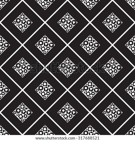 seamless pattern of squares inside a different shape.Monochrome pattern. Black-and-white. illustration